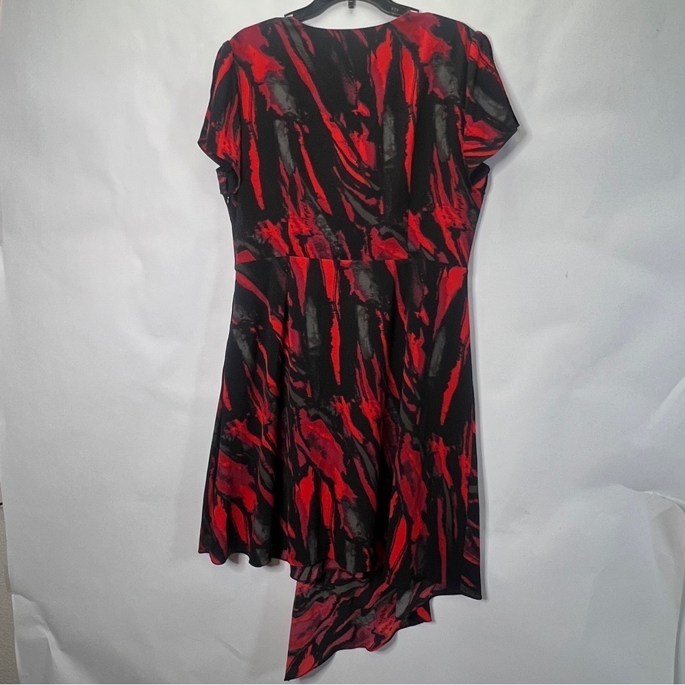 Halston Red Rose Midi Dress Size L Women’s Stretch